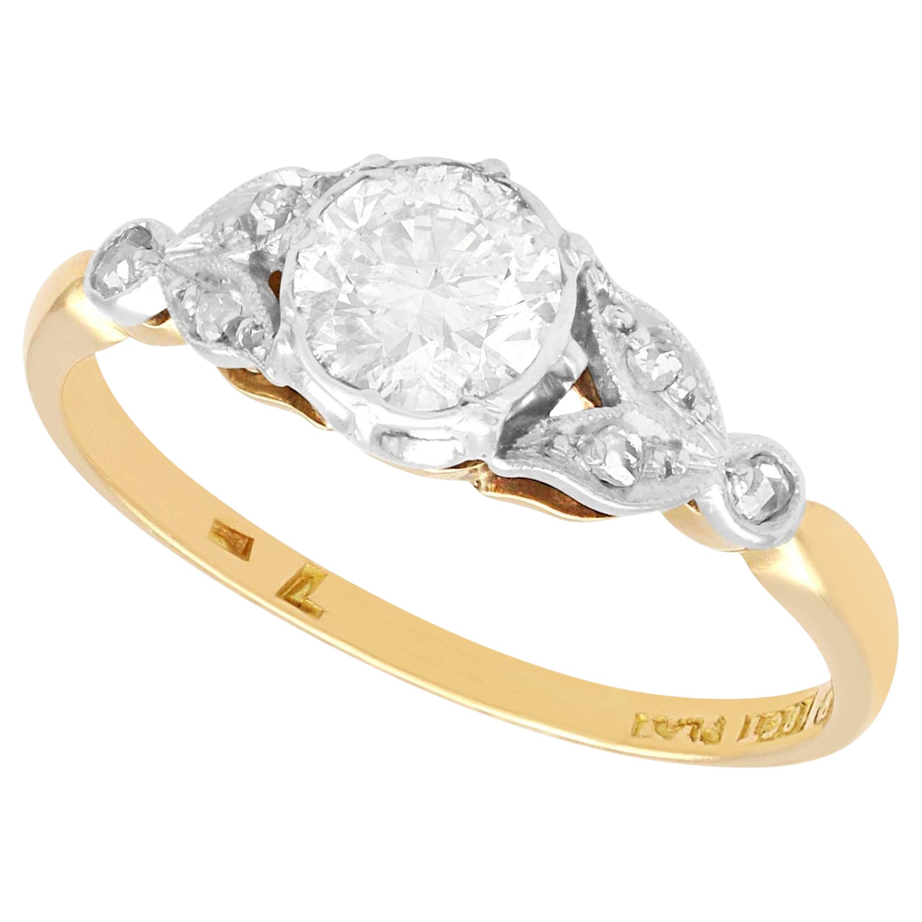 Antique 1914 Diamond and Yellow Gold Solitaire Engagement Ring For Sale ...