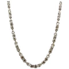 Vintage 31.00 Carats Diamonds Platinum Riviere Necklace