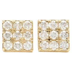 Boucles d'oreilles en or jaune massif 14K avec diamant naturel de 1,15 carat