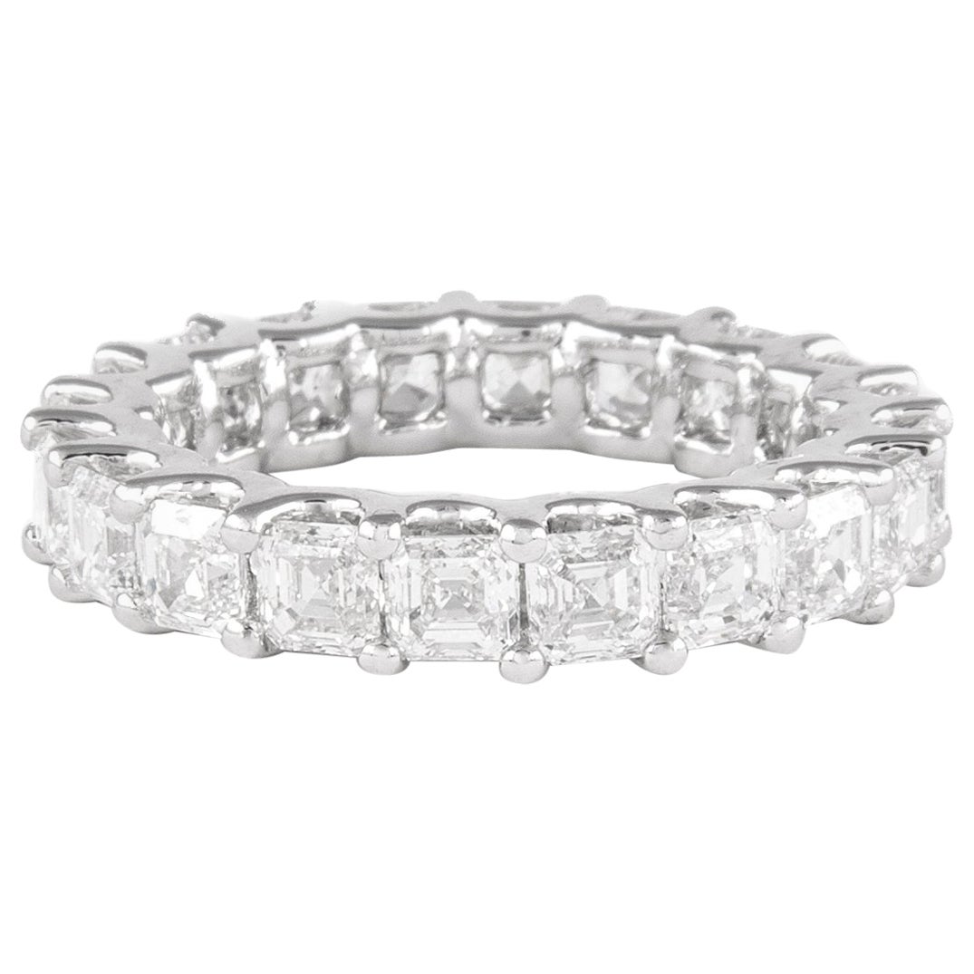 Alexander Eternity-Ring aus Platin mit 4,12 Karat Diamant im Asscher-Schliff D/E VVS im Angebot