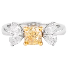 Alexander, bague bicolore 18 carats avec diamant jaune fantaisie certifié GIA de 1,01 carat
