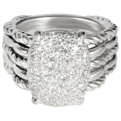 David Yurman Tides Statement  Diamond Pave Ring in Sterling Silver 0.92 Ctw