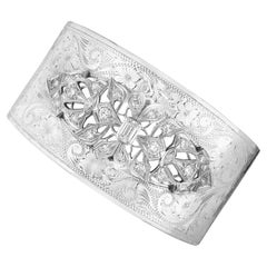 Antique 3.07ct Diamond and White Gold Bangle Cuff Circa 1935