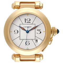 Cartier Pasha 18K Yellow Gold Silver Dial Automatic Mens Watch, 1989
