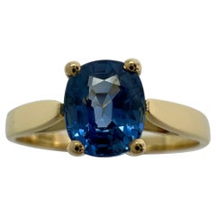Vivid Cornflower Blue 1.03ct Ceylon Sapphire Cushion Cut 18k Gold Solitaire Ring