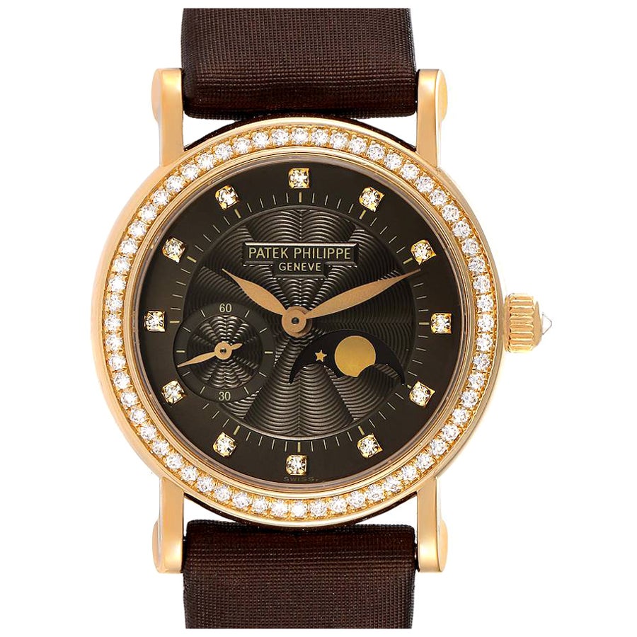 Patek Philippe Calatrava Yellow Gold Bronze Diamond Dial Ladies Watch 4858 For Sale