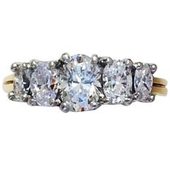 1950s Cartier Paris Five-Stone Diamond Gold Platinum Ring