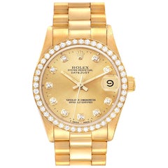 Rolex President Datejust Yellow Gold Diamond Ladies Watch 68288