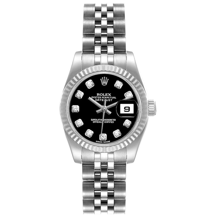 Rolex Datejust Steel White Gold Diamond Ladies Watch 179174 Box Card