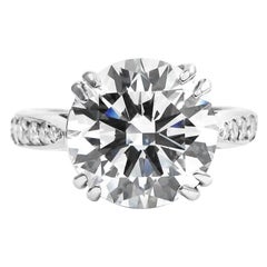 GIA Certified 4 Carat Round Brilliant Cut Diamond Ring