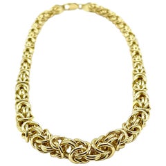 Yellow Gold Byzantine Graduated Necklace