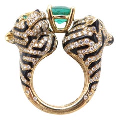 18 Karat Diamant- und Smaragd-Ring von Tiffany & Co