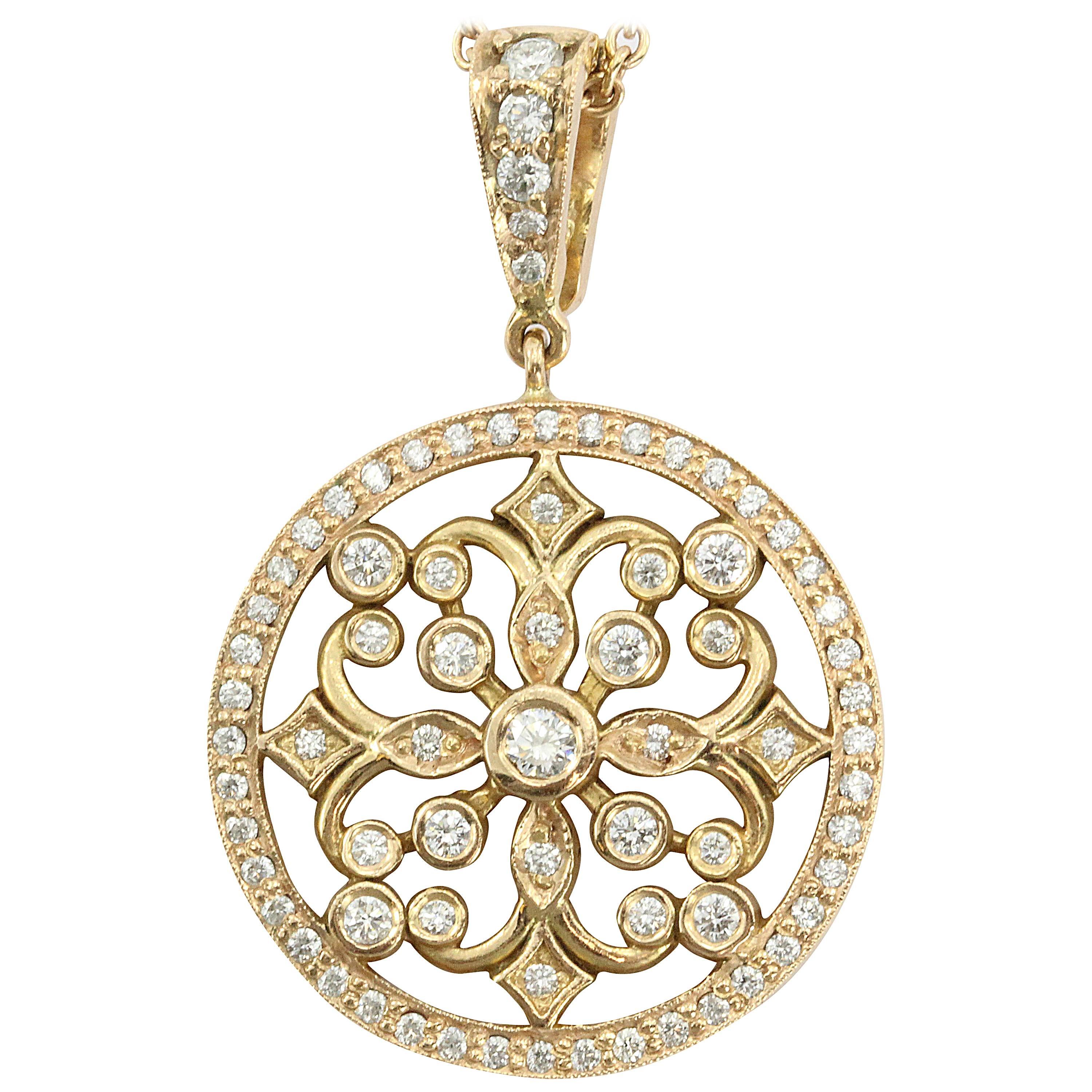 Penny Preville Diamond Gold Lace Pendant Necklace