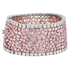 Platinum & Rose Gold Fancy Pink Estate Diamond Carpet Bracelet