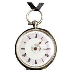 Antike Silber-Fob-Uhr, Damen-Taschenuhr, edwardian