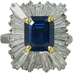 Sapphire Diamond Platinum Ring