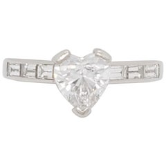 Used GIA White Diamond Heart Bridal Ring in Platinum