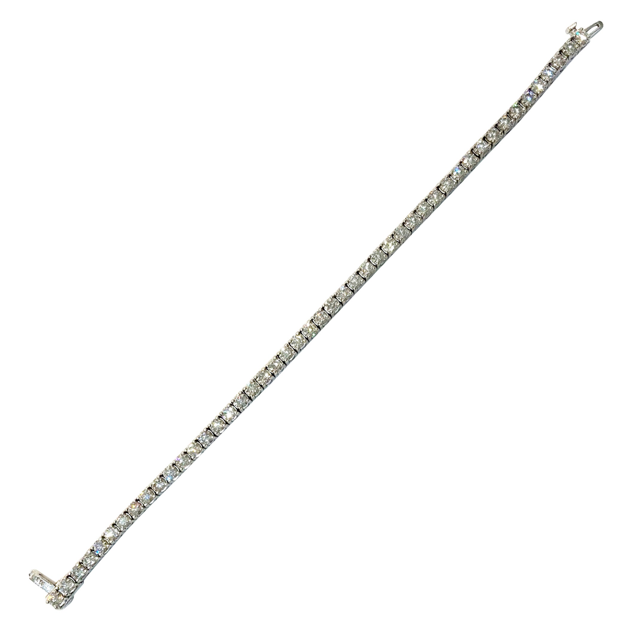 Bracelet tennis en or blanc avec diamants de 8,20 carats VS2