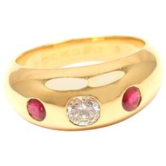 Cartier Ruby Diamond Gold Band Ring