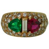 Keith Davis Emerald Ruby Diamond Gold Ring