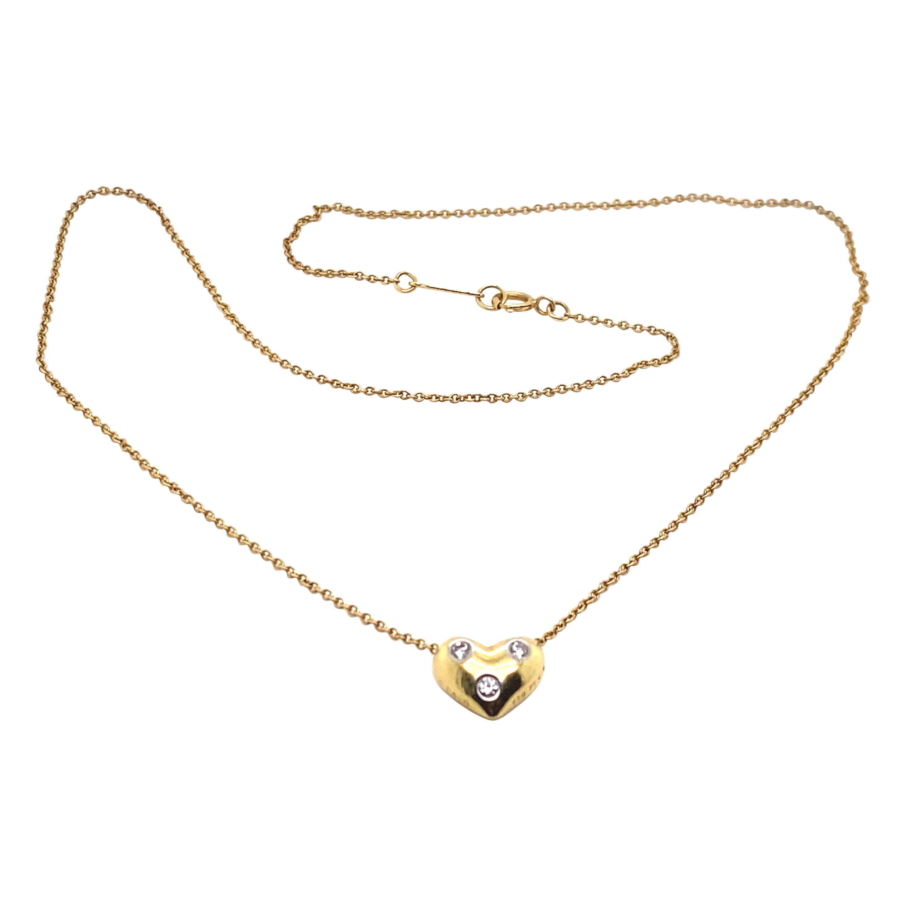 Tiffany and Co. Diamond Etoile Heart Shaped Pendant Necklace 18 Karat ...