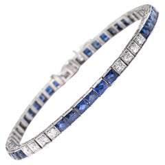 Art Deco Sapphire and Diamond Line Bracelet, circa 1935