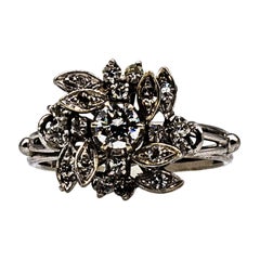 Art Deco Style White Brilliant Cut Diamond White Gold Engagement Ring