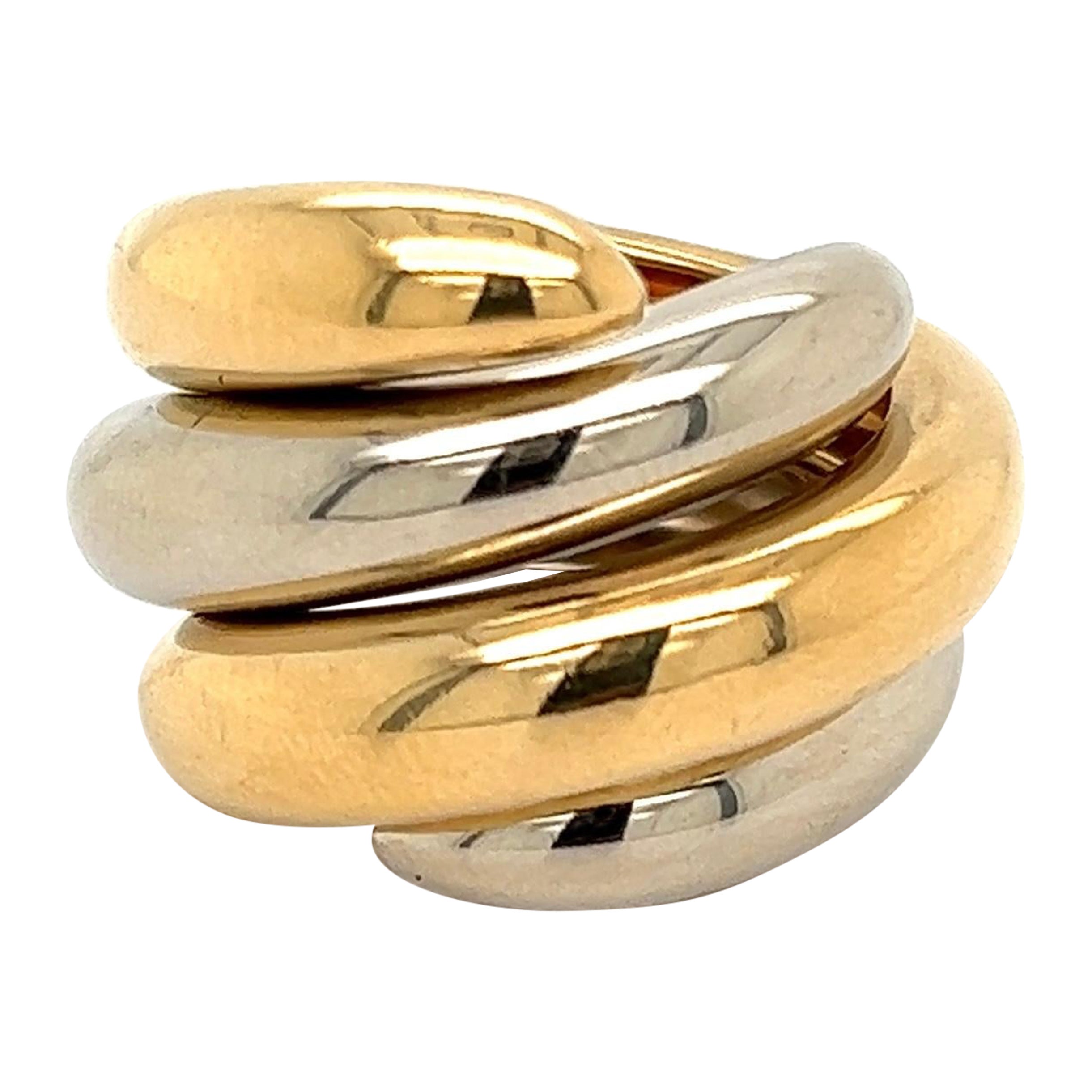 Mid-Century Modern Chaumet France Spiral Gold Band Rings Estate Fine Jewelry