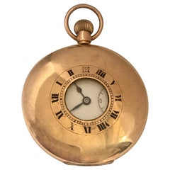 Antico orologio da tasca svizzero Half Hunter in oro 9 carati