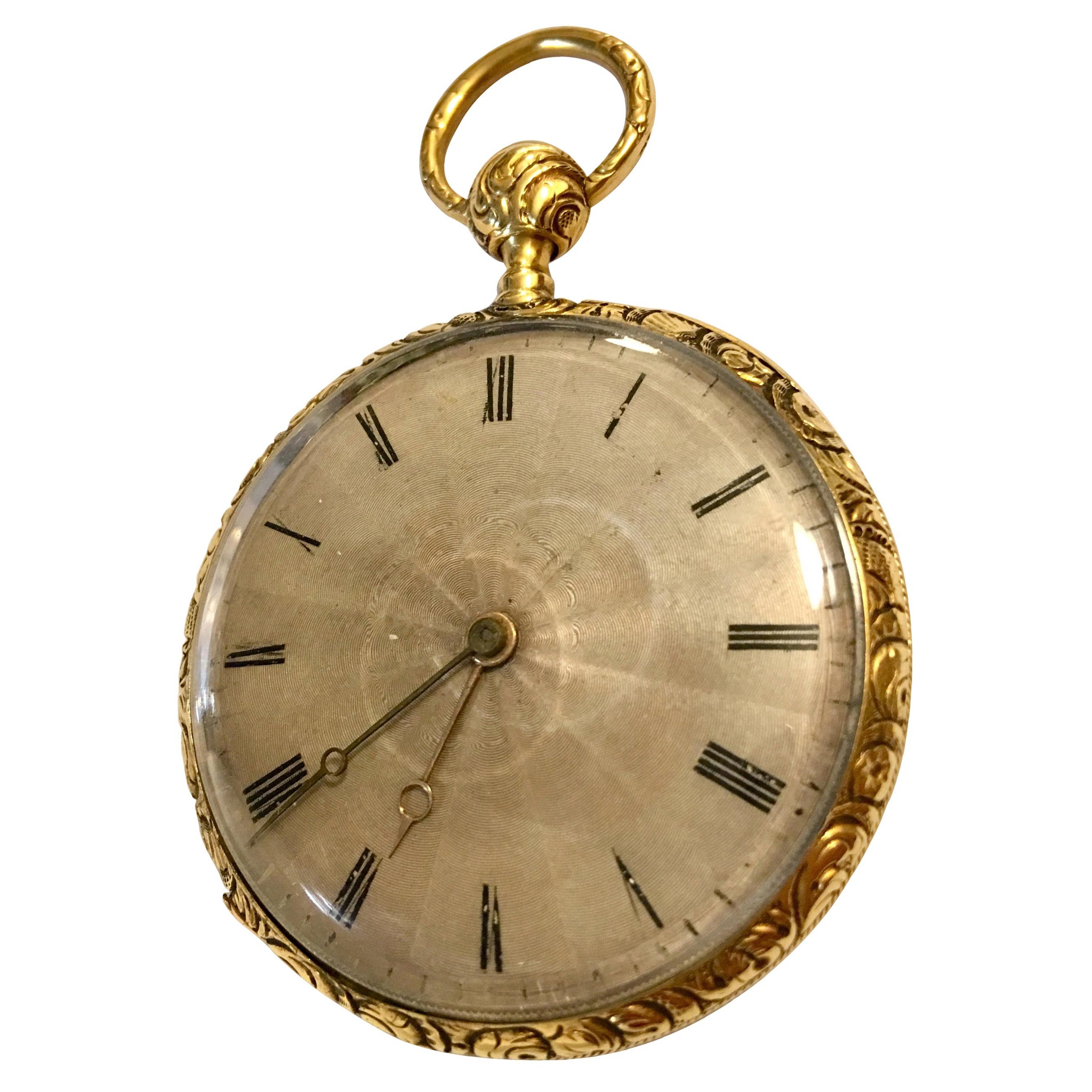 Fine Antique 18 Karat Gold Quarter Repeater Lightweight Pocket Watch For Sale