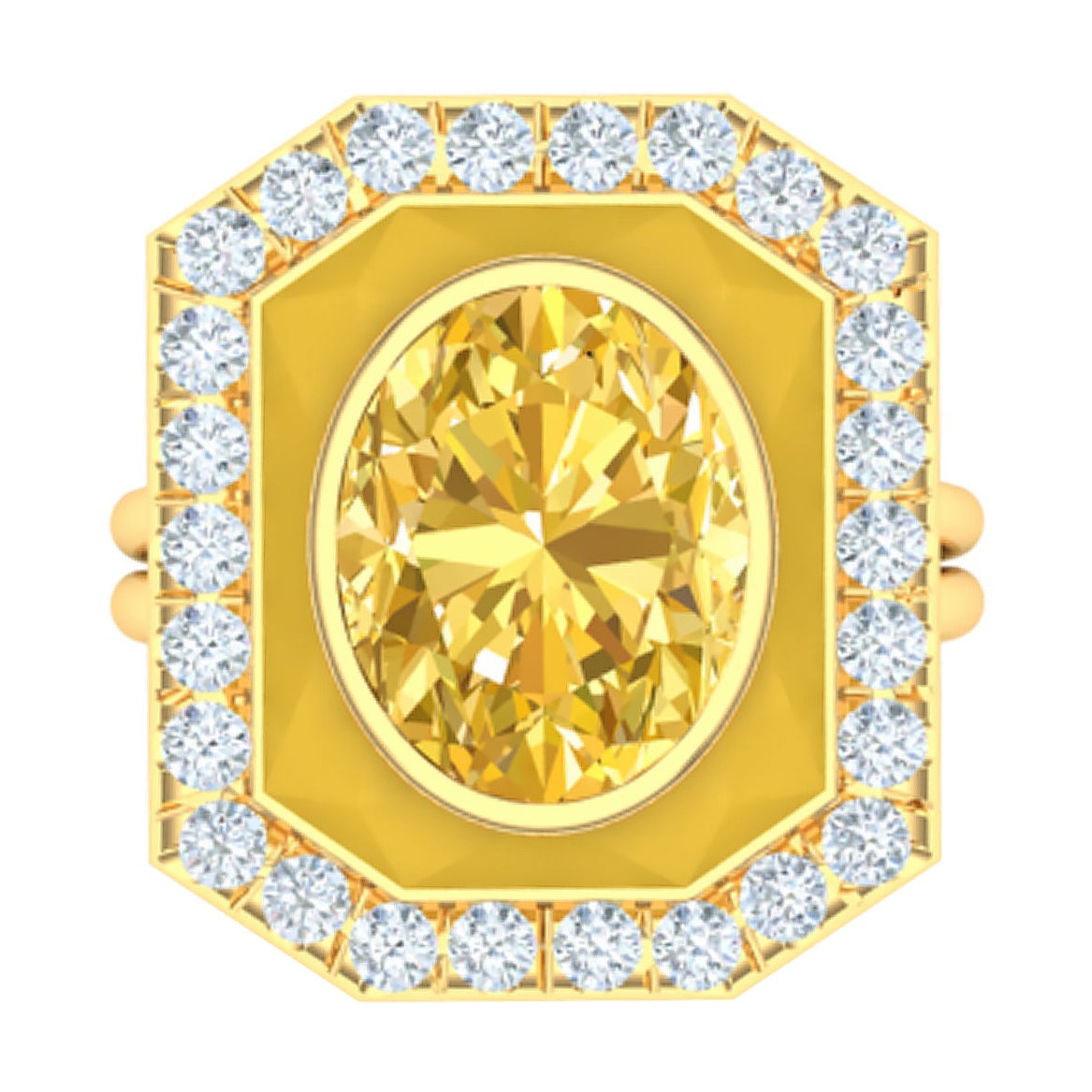1.5 Carat Yellow Diamond and Yellow Chalcedony Ring For Sale