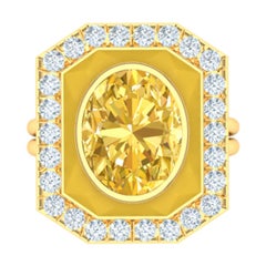 1.5 Carat Yellow Diamond and Yellow Chalcedony Ring