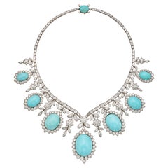 Highly Important Van Cleef and Arpels Turquoise and Diamond Necklace