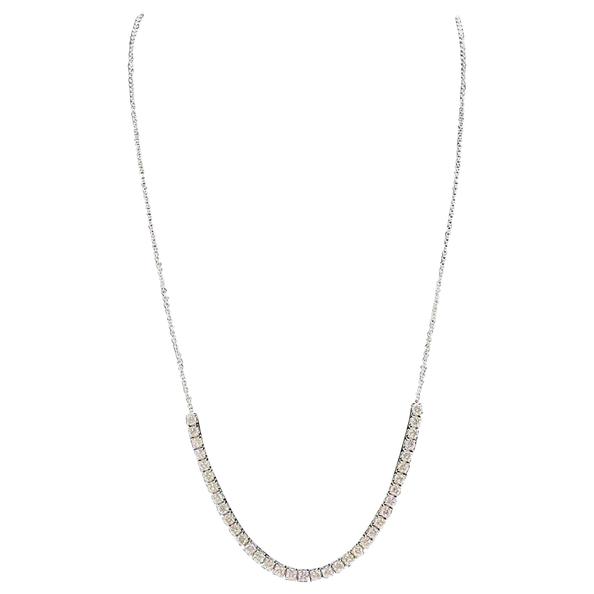 14 Karat Diamond Tennis Necklace White Gold 2.25 Carat For Sale at 1stDibs