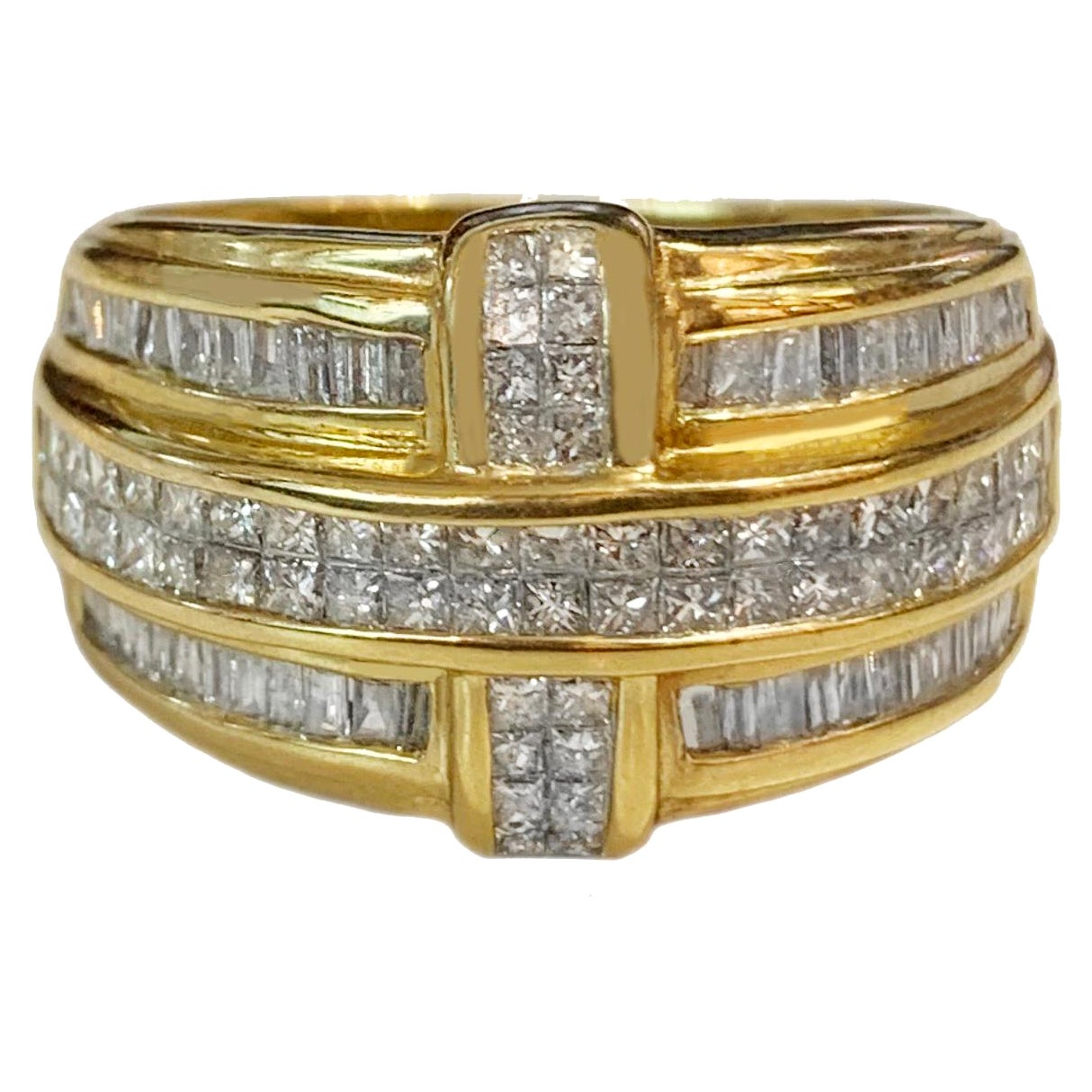 Sparkle 14k Yellow Gold Ring with 2.75ct Diamonds, VS/G For Sale