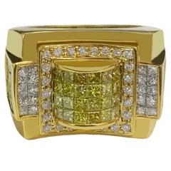 Custom Made Yellow Gold Ring with 2.9ct White & Yellow Diamonds