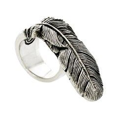 King Baby 925 Sterling Silver Raven Feather Ring