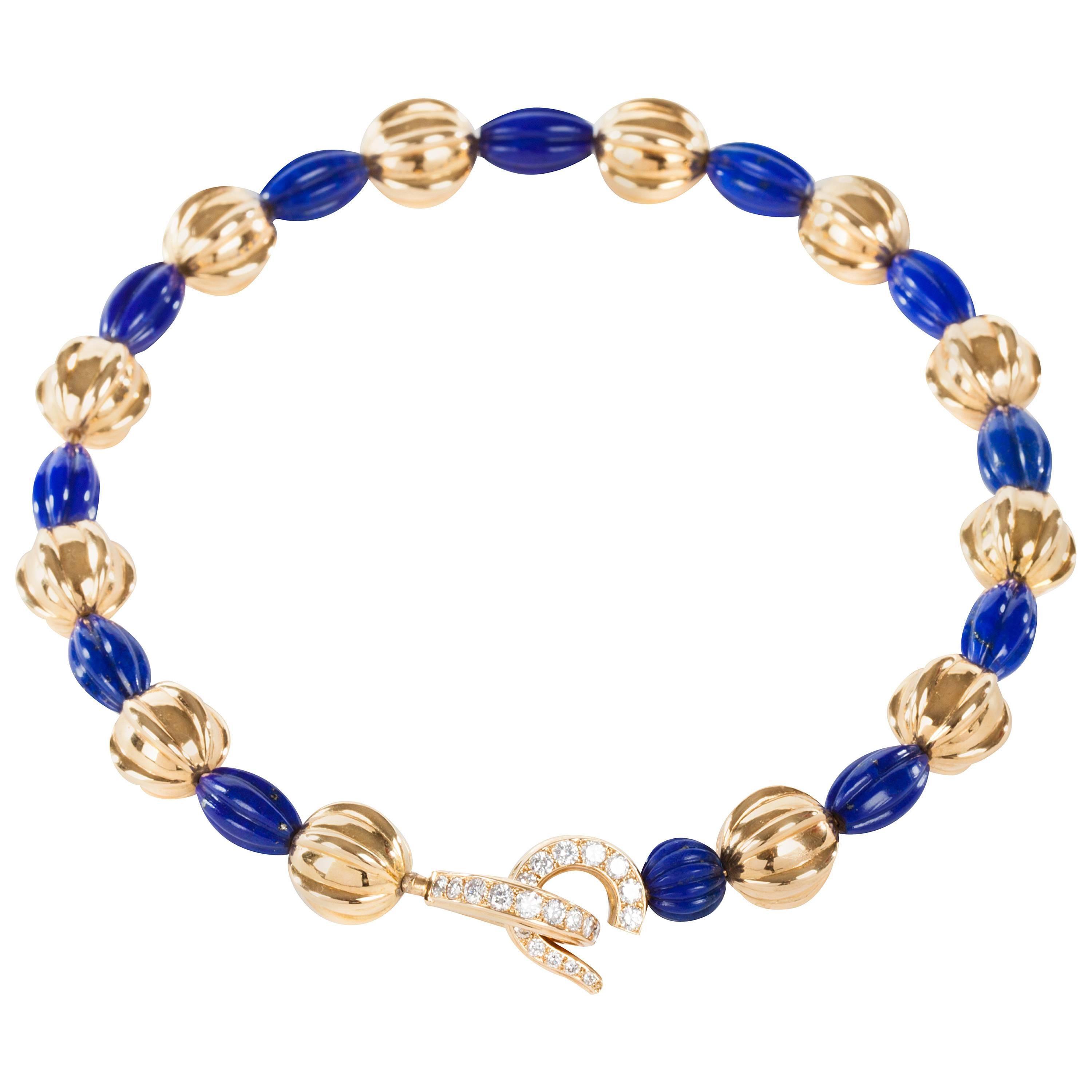 Cartier Lapis Lazuli Diamond Gold Necklace