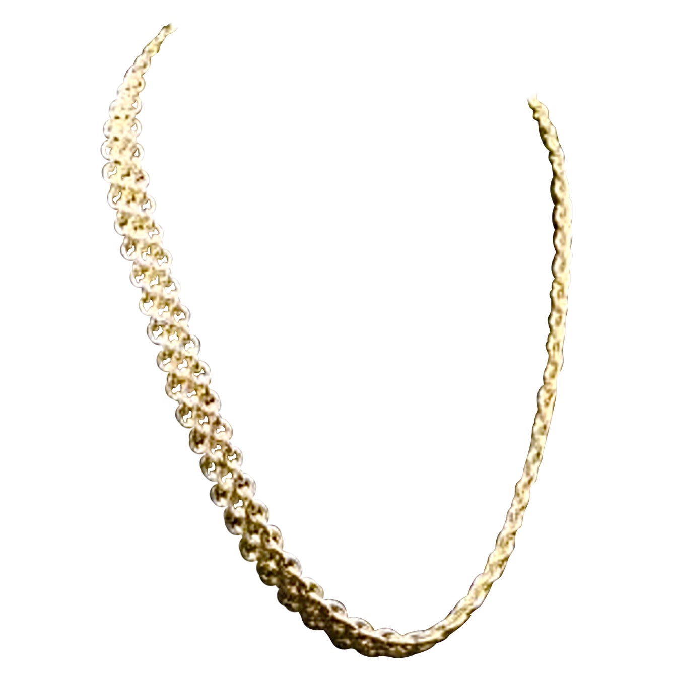 14K Italian Gold Heavy Wide Mesh Link Chain Necklace For Sale