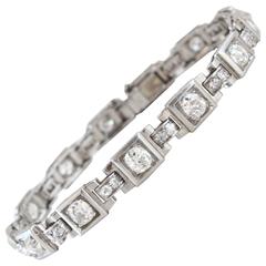 1930s French Art Deco Diamond Platinum Geometric Bracelet 3