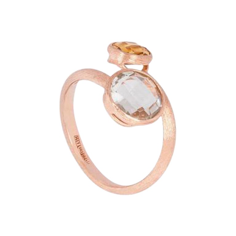 14K Satin Rose Gold Kensington Ring with Citrine and Prasiolite, Size M For Sale