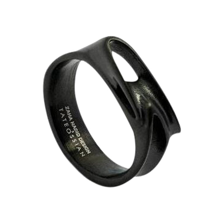 Black Ip Stainless Steel Tyne Ring, Size L For Sale