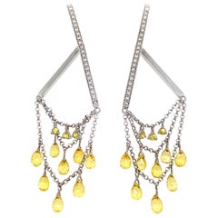 Dilys' Briolette Fancy Sapphire & Diamond Chandelier Earrings