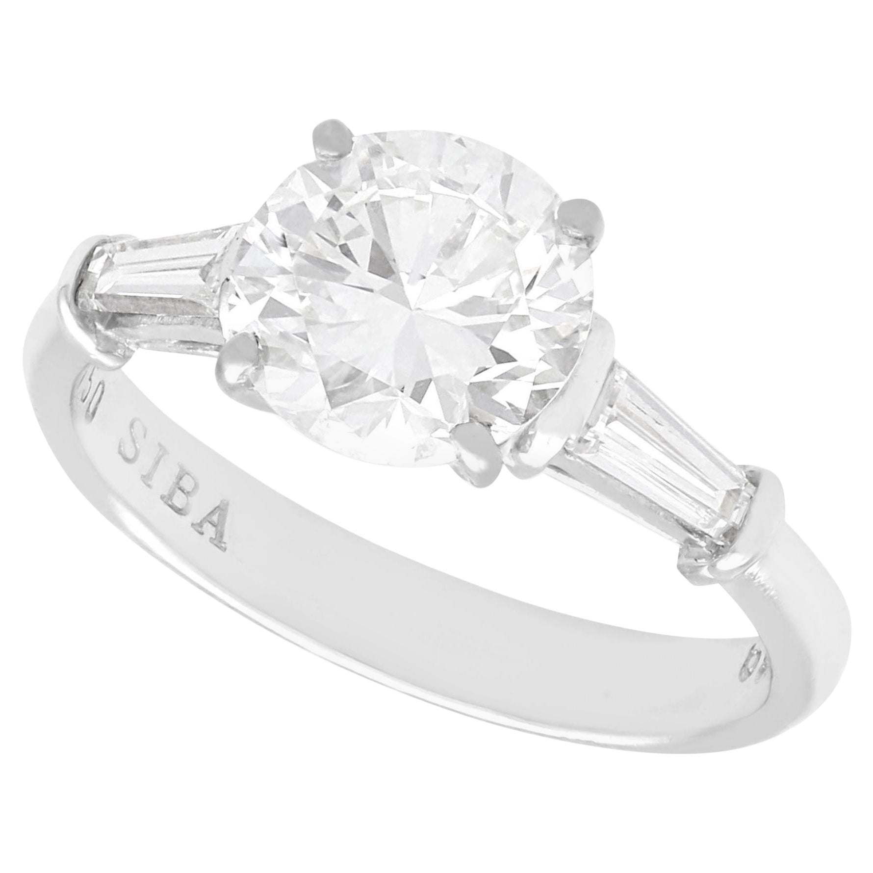 Vintage and Contemporary 1.94 Carat Diamond and 18K White Gold Solitaire Ring For Sale