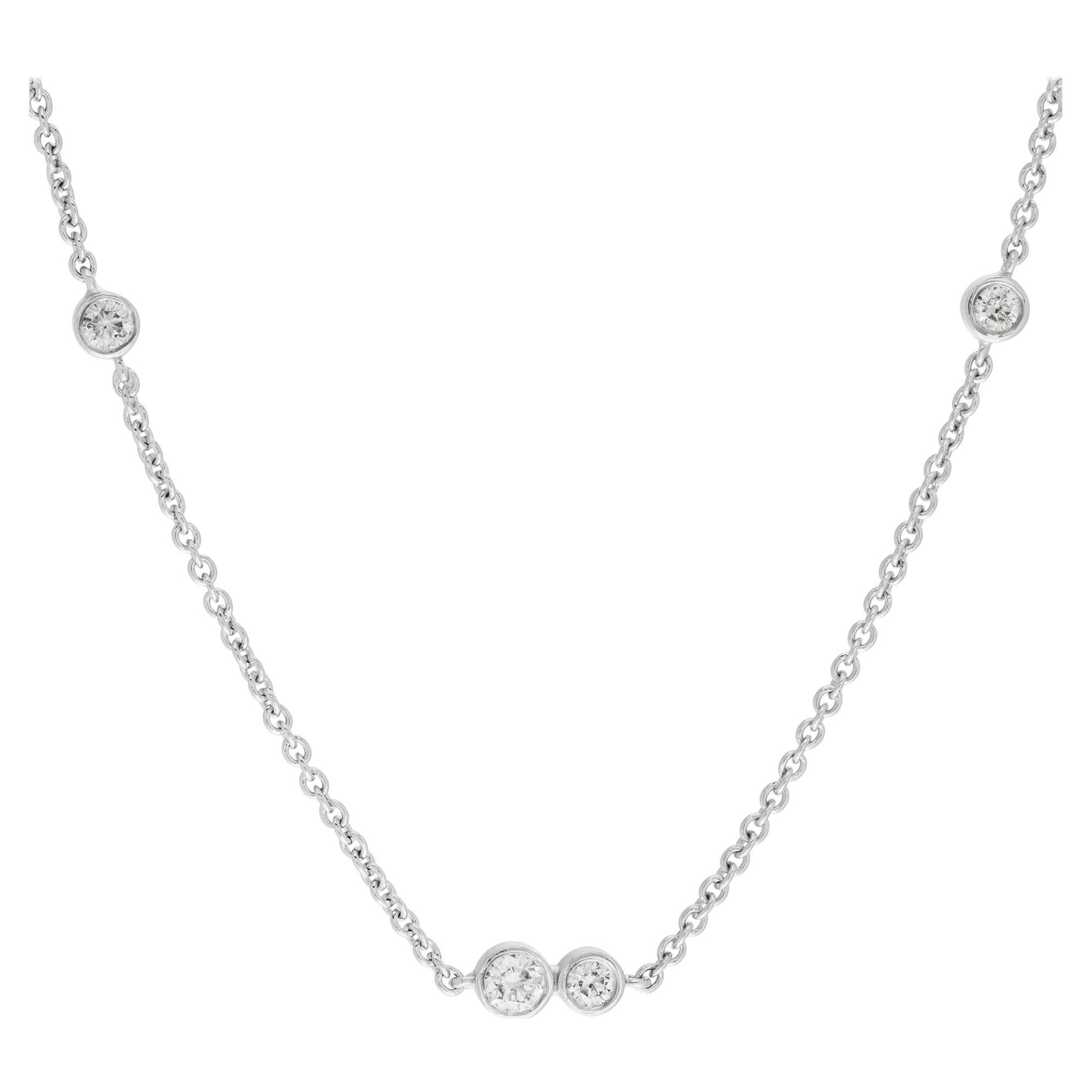 Chain Necklace in 18k White Gold "Diamonds by the Yard", Approx 1 Carat For Sale