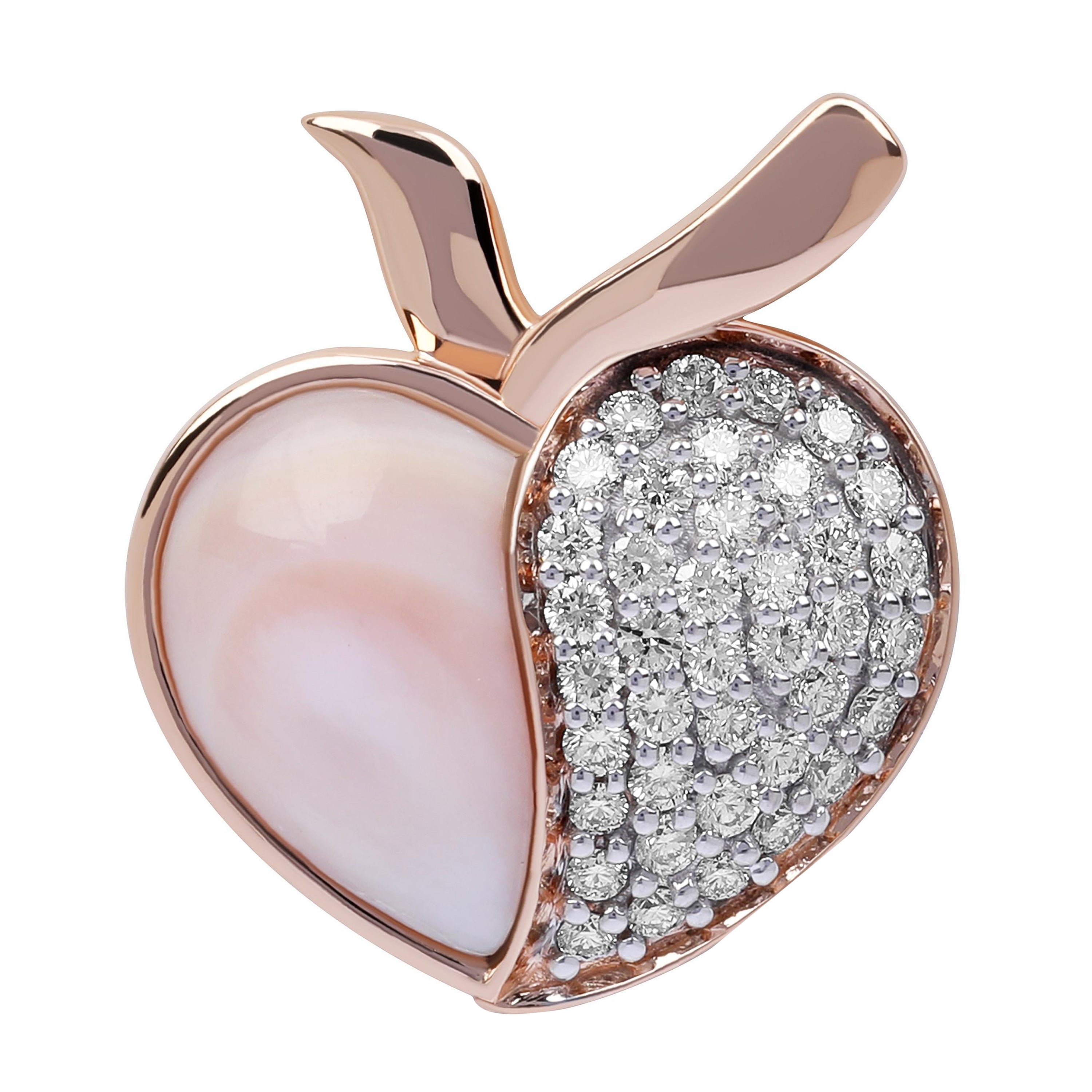 Rose Gold Heart Pendant with Mother of Pearl & Diamonds For Sale