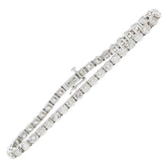 Bracelet tennis à 4 griffes en or blanc 14 carats avec diamants ronds naturels de 11,00 carats