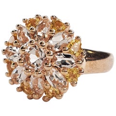 3.37cttw Morganite and Citrine Sterling Silver Ring