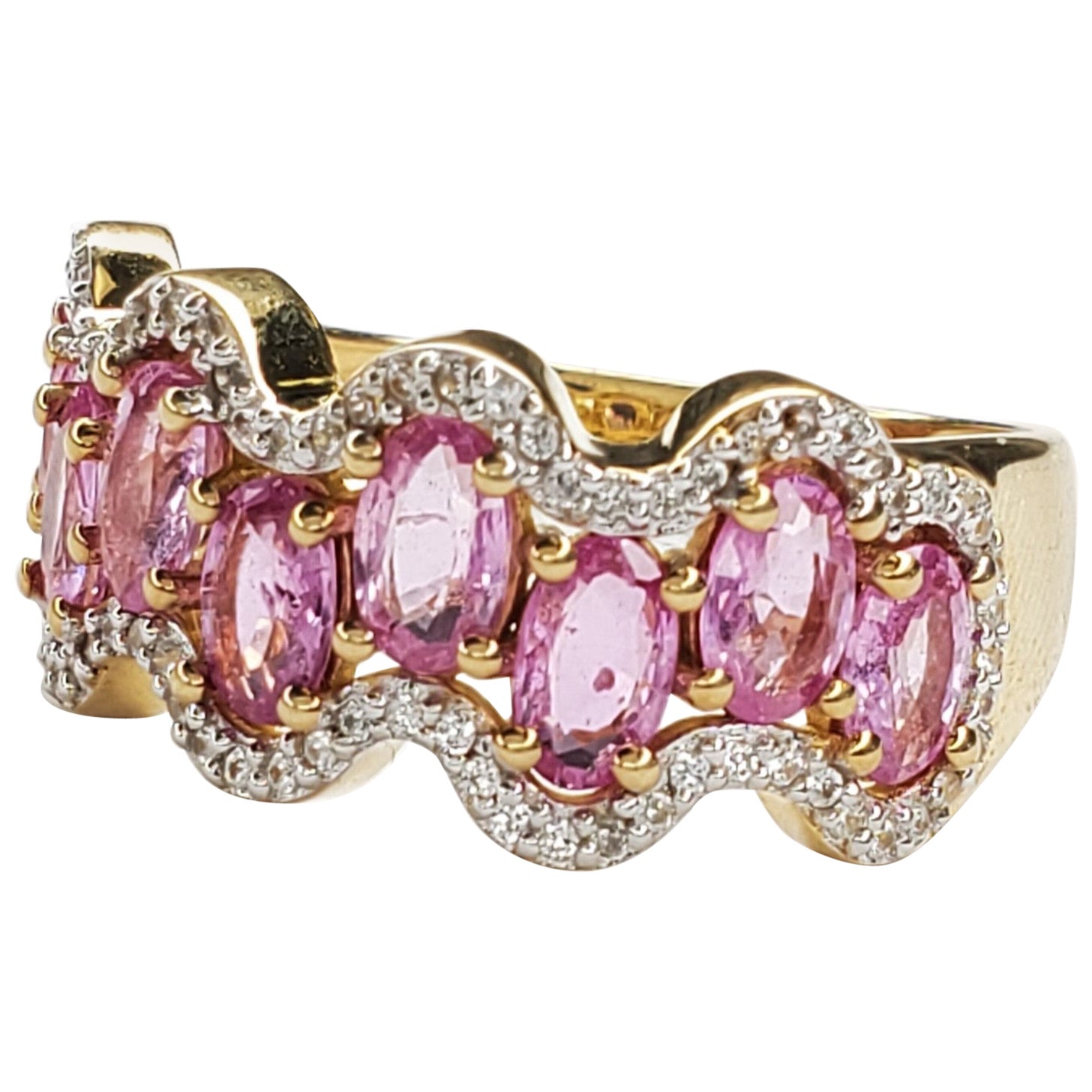 2.14cttw Pink Sapphire and White Zircon Sterling Silver Ring