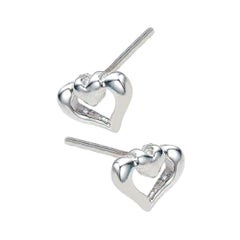 Charmed by a Cause Double Heart Stud Earrings White Gold